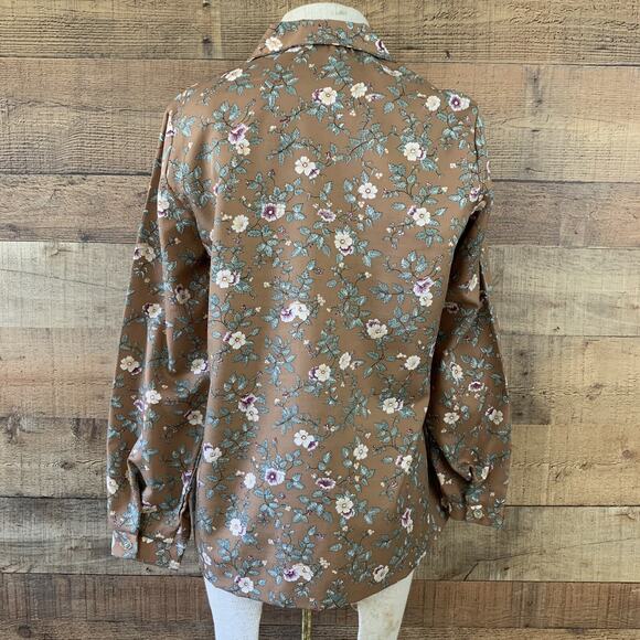 Vintage 1980s Romantic Floral Cottagecore Dark Academia Blouse Medium - Picture 5 of 7
